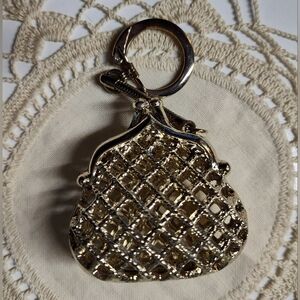 Gold Quilted Purse Keychain